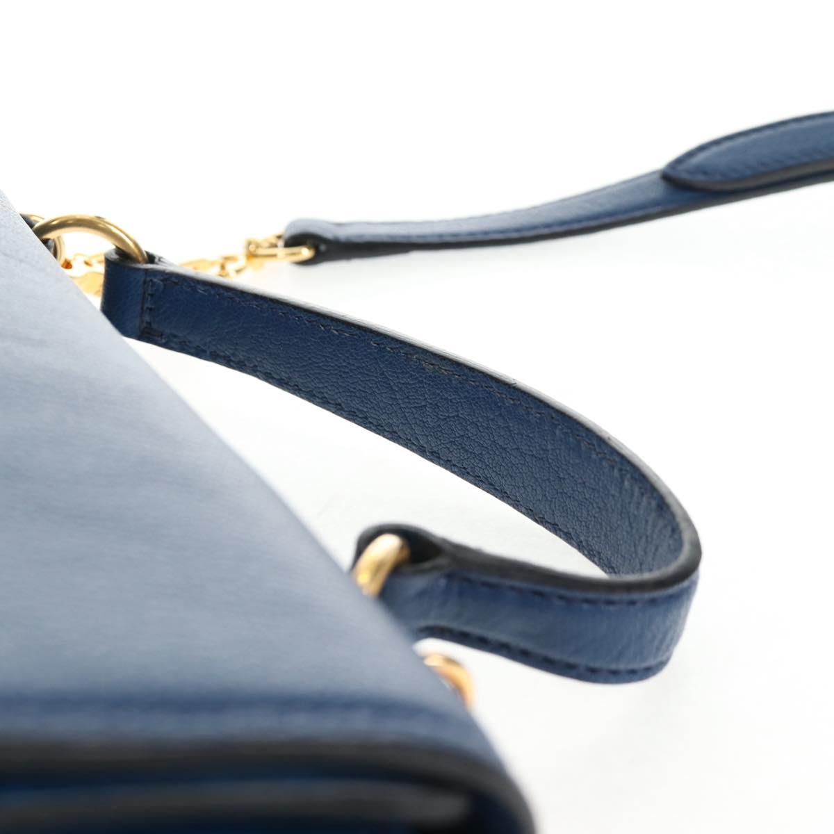Miu Miu Hand Bag Leather 2way Blue Gold Auth 135331V
