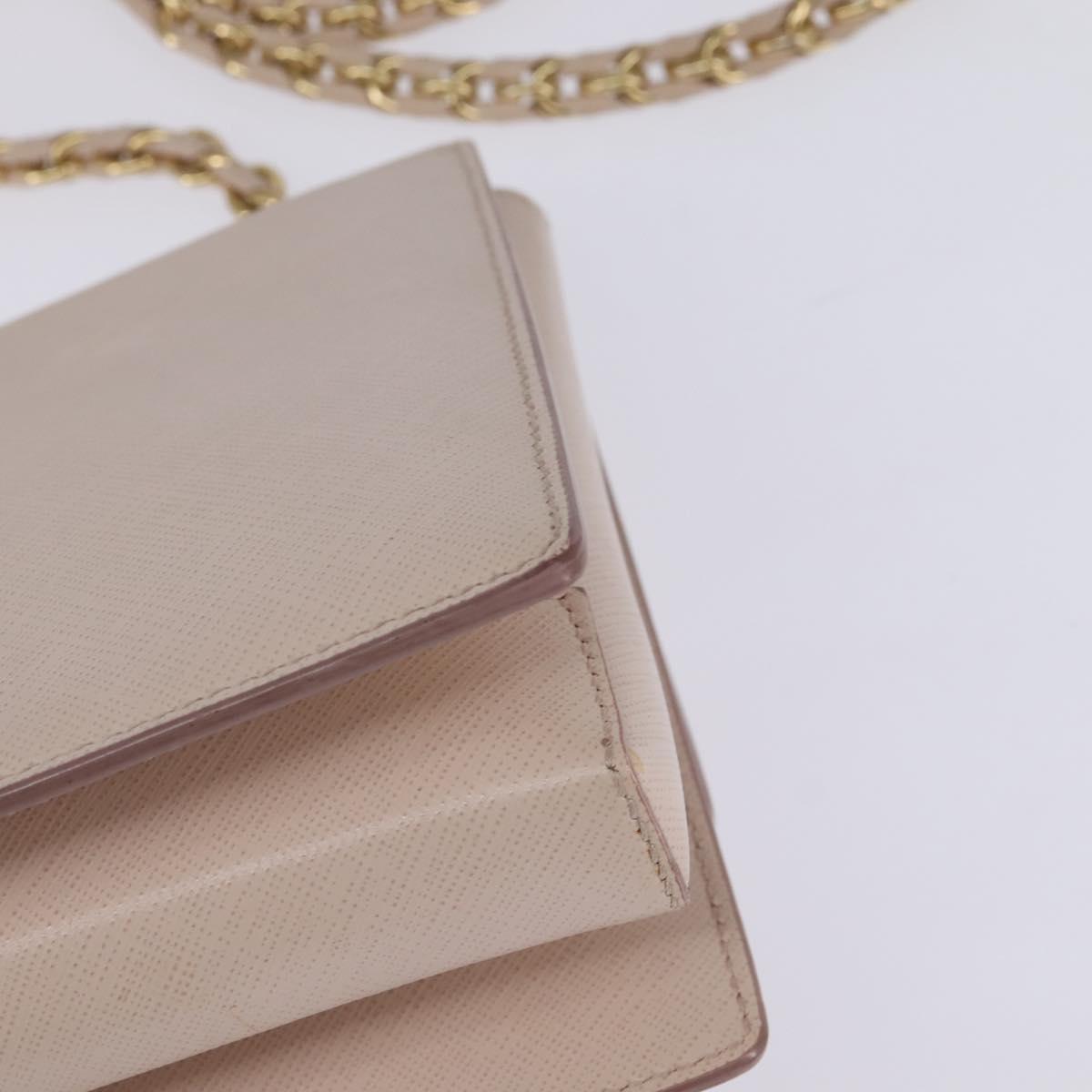 Salvatore Ferragamo Chain Shoulder Bag Leather Pink Gold Auth 135336