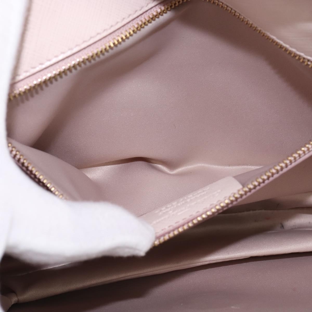 Salvatore Ferragamo Chain Shoulder Bag Leather Pink Gold Auth 135336