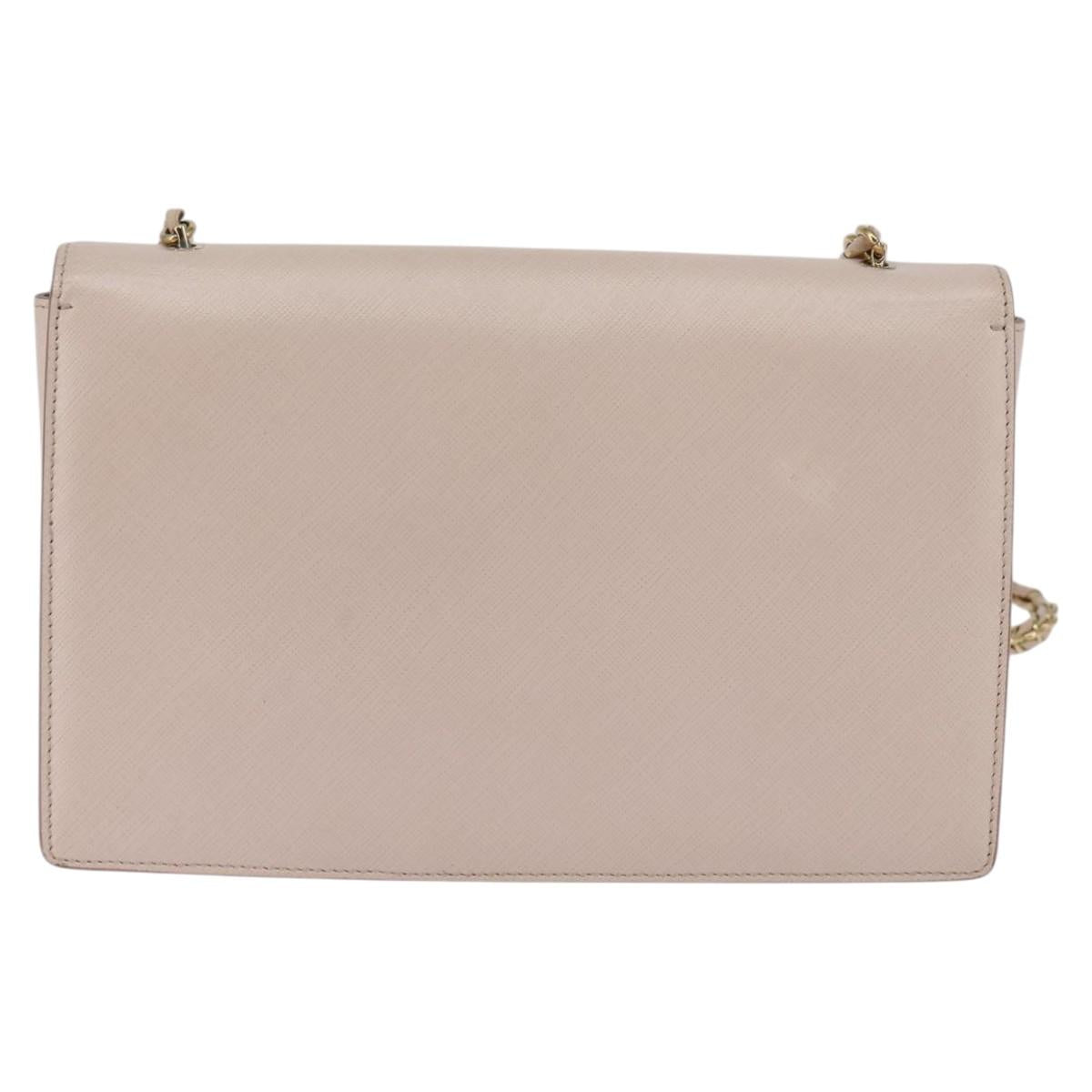 Salvatore Ferragamo Chain Shoulder Bag Leather Pink Gold Auth 135336