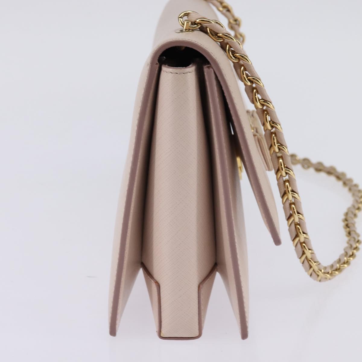 Salvatore Ferragamo Chain Shoulder Bag Leather Pink Gold Auth 135336