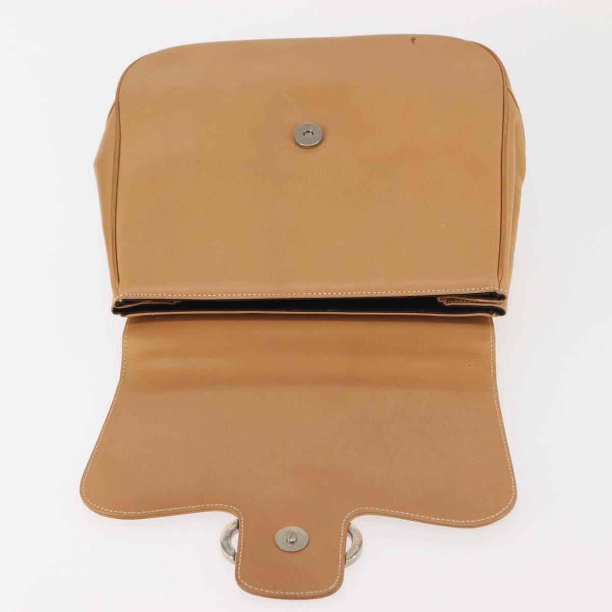Salvatore Ferragamo Gancini Shoulder Bag Leather Brown Silver Auth 135337