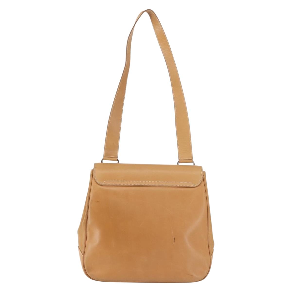 Salvatore Ferragamo Gancini Shoulder Bag Leather Brown Silver Auth 135337