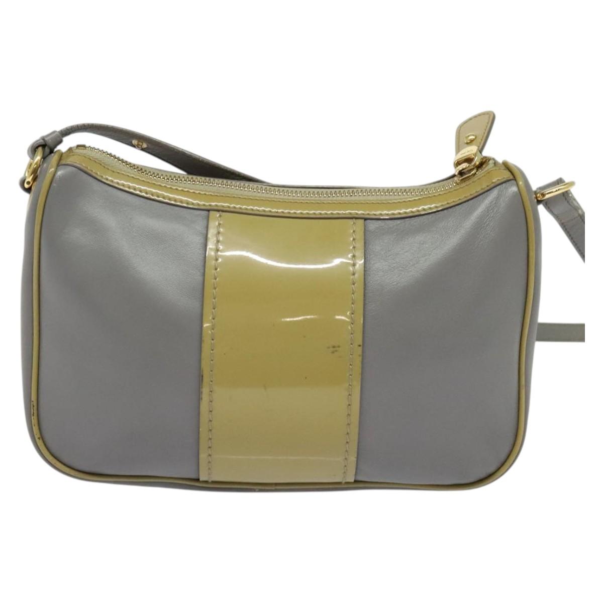 Salvatore Ferragamo Vala Shoulder Bag Leather Gray Gold Auth 135353