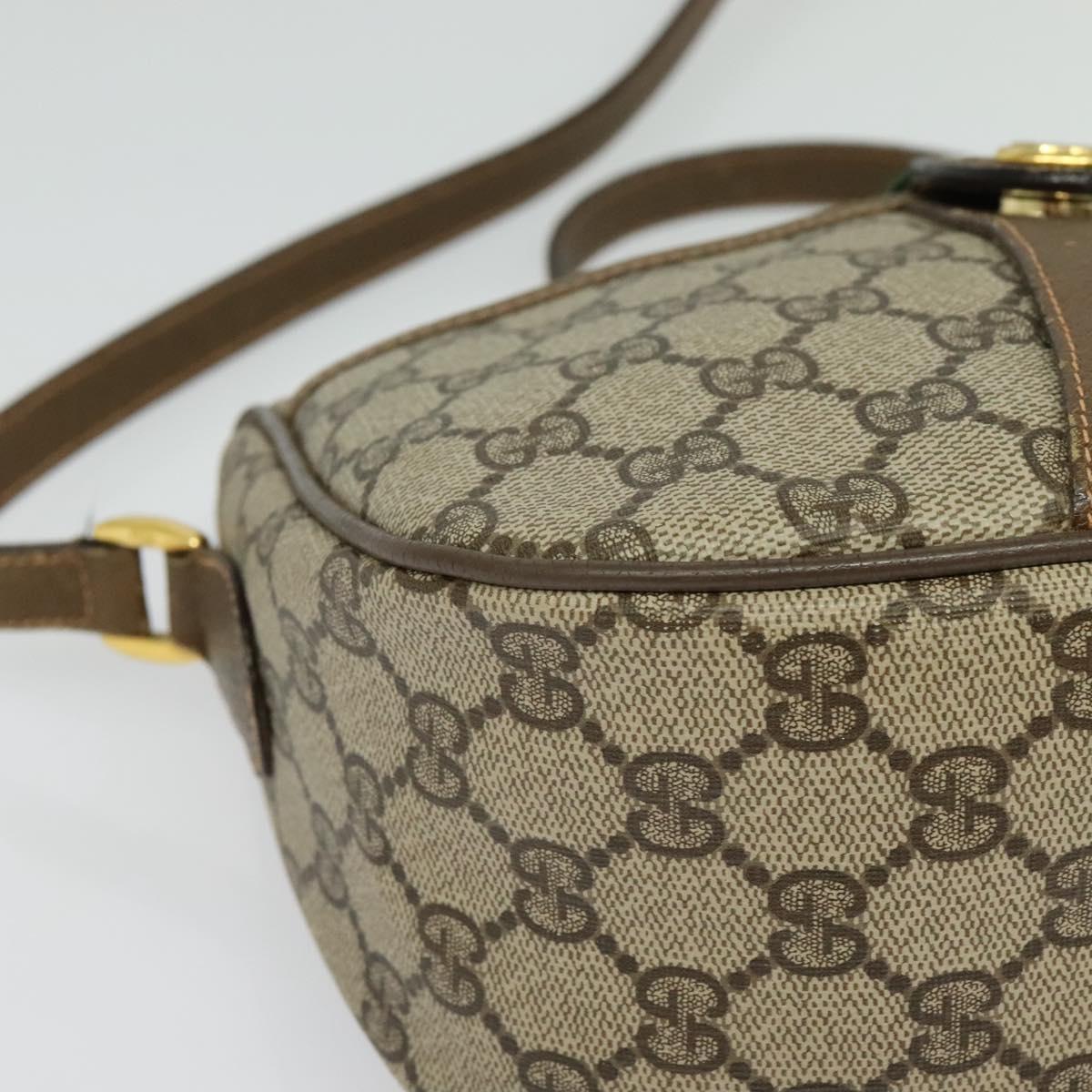 GUCCI GG Supreme Web Sherry Line Shoulder Bag PVC Beige 89 02 032 Auth 135357