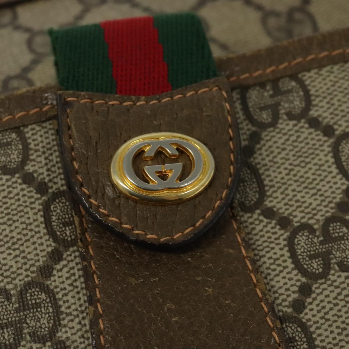 GUCCI GG Supreme Web Sherry Line Shoulder Bag PVC Beige 89 02 032 Auth 135357