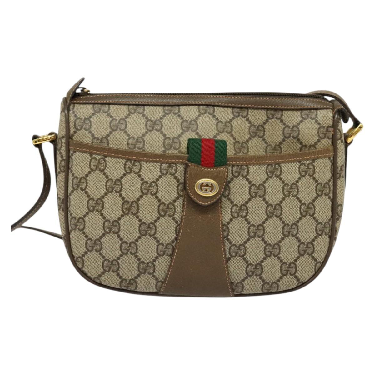GUCCI GG Supreme Web Sherry Line Shoulder Bag PVC Beige 89 02 032 Auth 135357