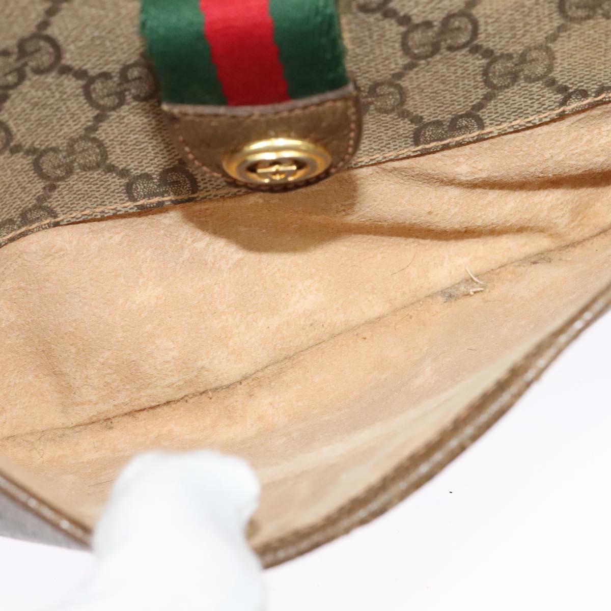 GUCCI GG Supreme Web Sherry Line Shoulder Bag PVC Beige 89 02 032 Auth 135357