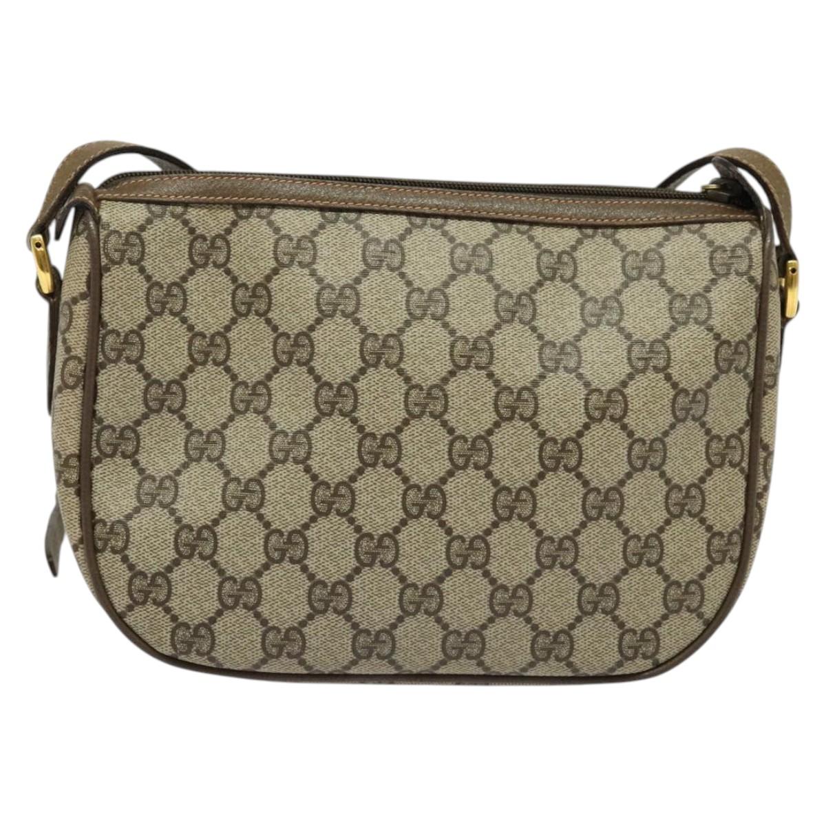 GUCCI GG Supreme Web Sherry Line Shoulder Bag PVC Beige 89 02 032 Auth 135357