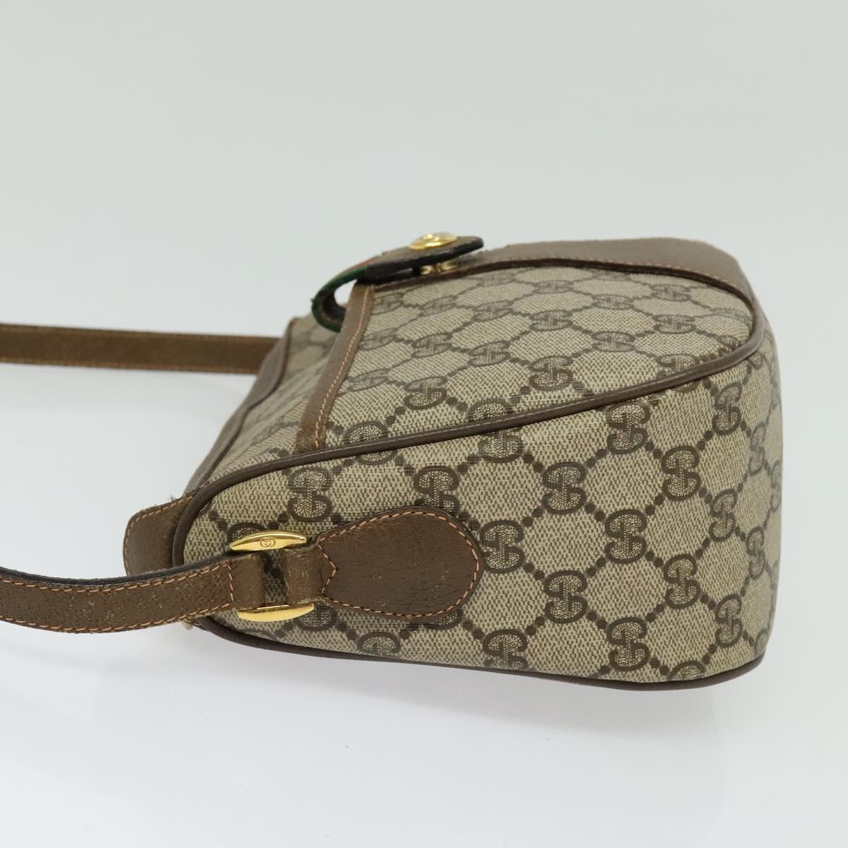 GUCCI GG Supreme Web Sherry Line Shoulder Bag PVC Beige 89 02 032 Auth 135357