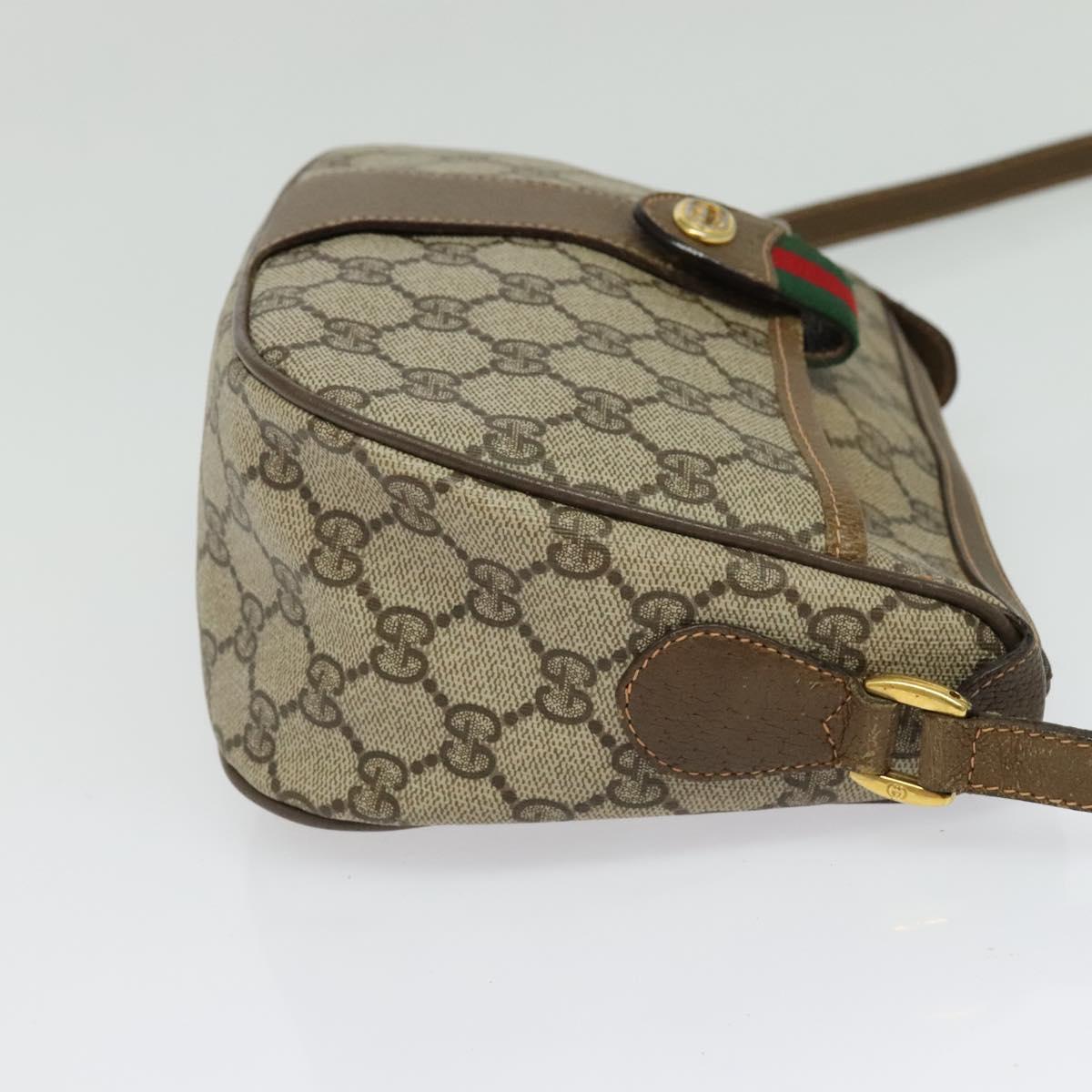 GUCCI GG Supreme Web Sherry Line Shoulder Bag PVC Beige 89 02 032 Auth 135357
