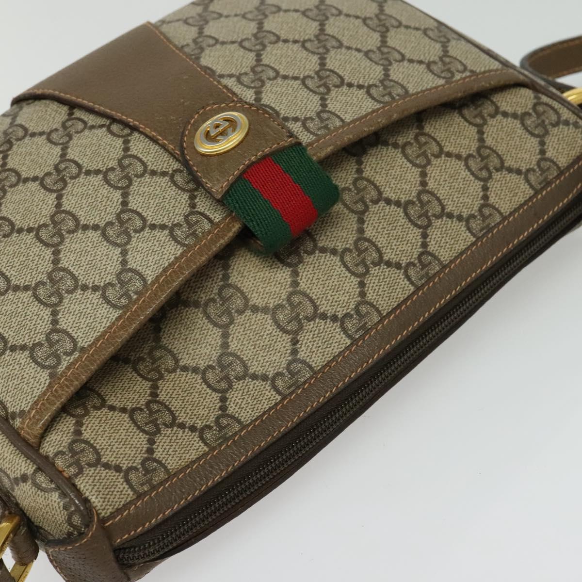 GUCCI GG Supreme Web Sherry Line Shoulder Bag PVC Beige 89 02 032 Auth 135357