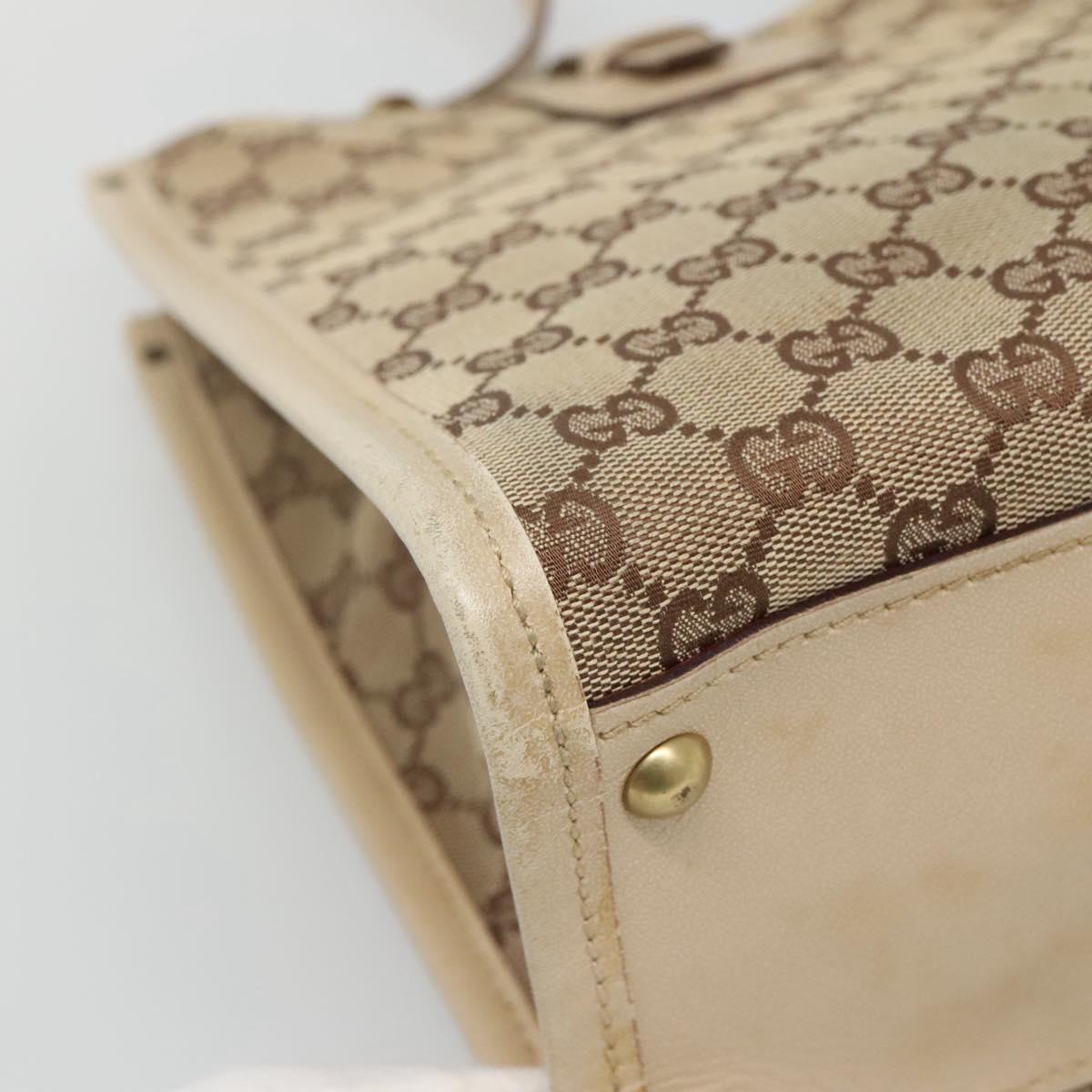 GUCCI GG Canvas Shoulder Bag Beige Gold 110292 Auth 135360