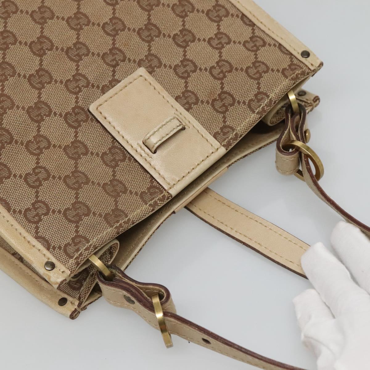 GUCCI GG Canvas Shoulder Bag Beige Gold 110292 Auth 135360