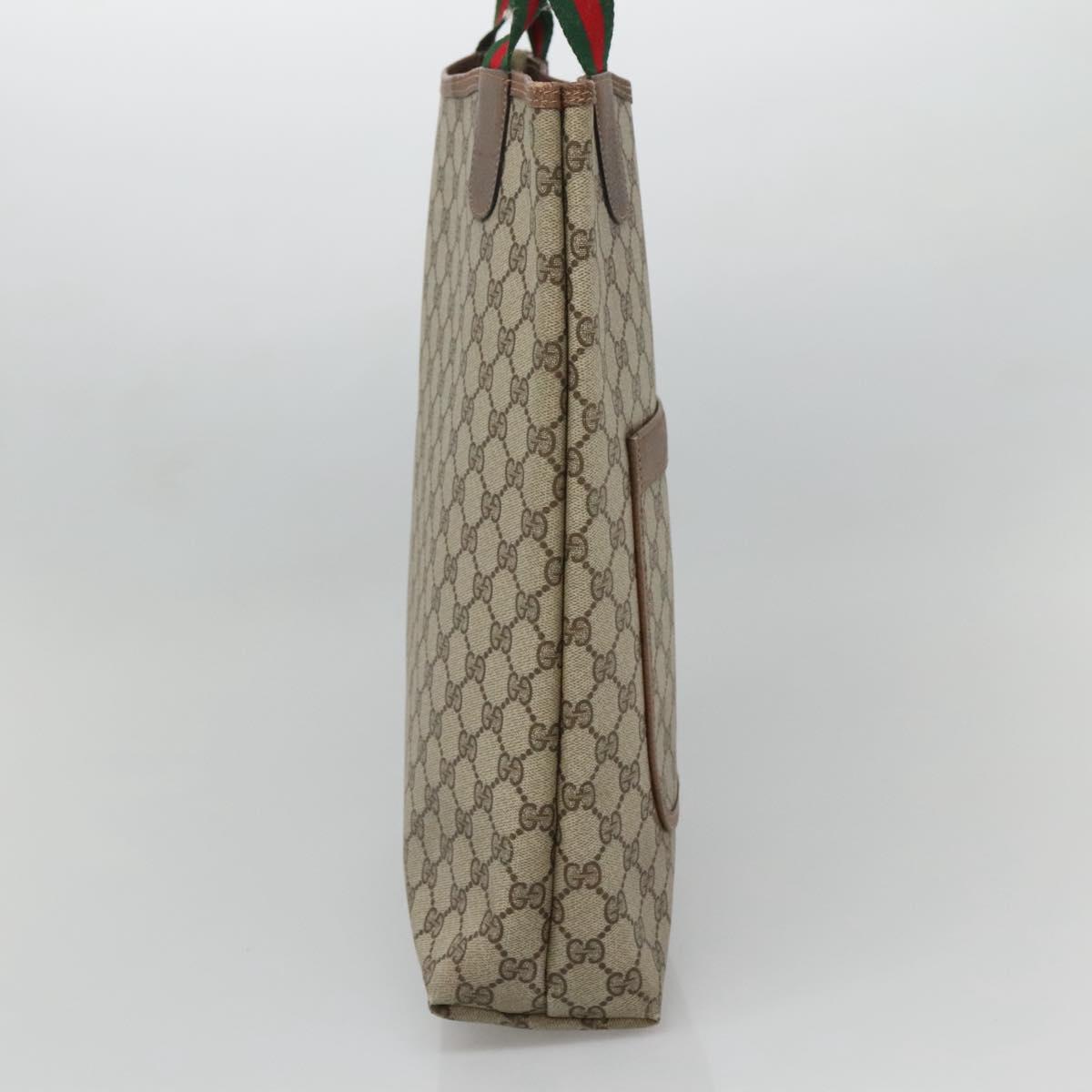 GUCCI GG Supreme Web Sherry Line Tote Bag PVC Beige Red 39 02 003 Auth 135373