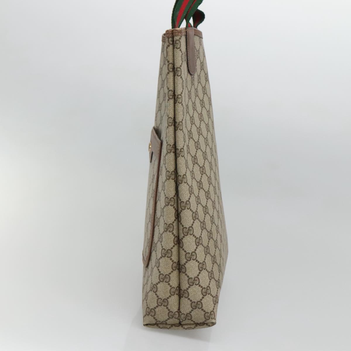 GUCCI GG Supreme Web Sherry Line Tote Bag PVC Beige Red 39 02 003 Auth 135373