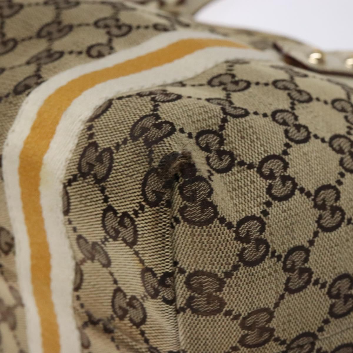 GUCCI GG Canvas Sherry Line Tote Bag Beige Gold 137396 Auth 135378