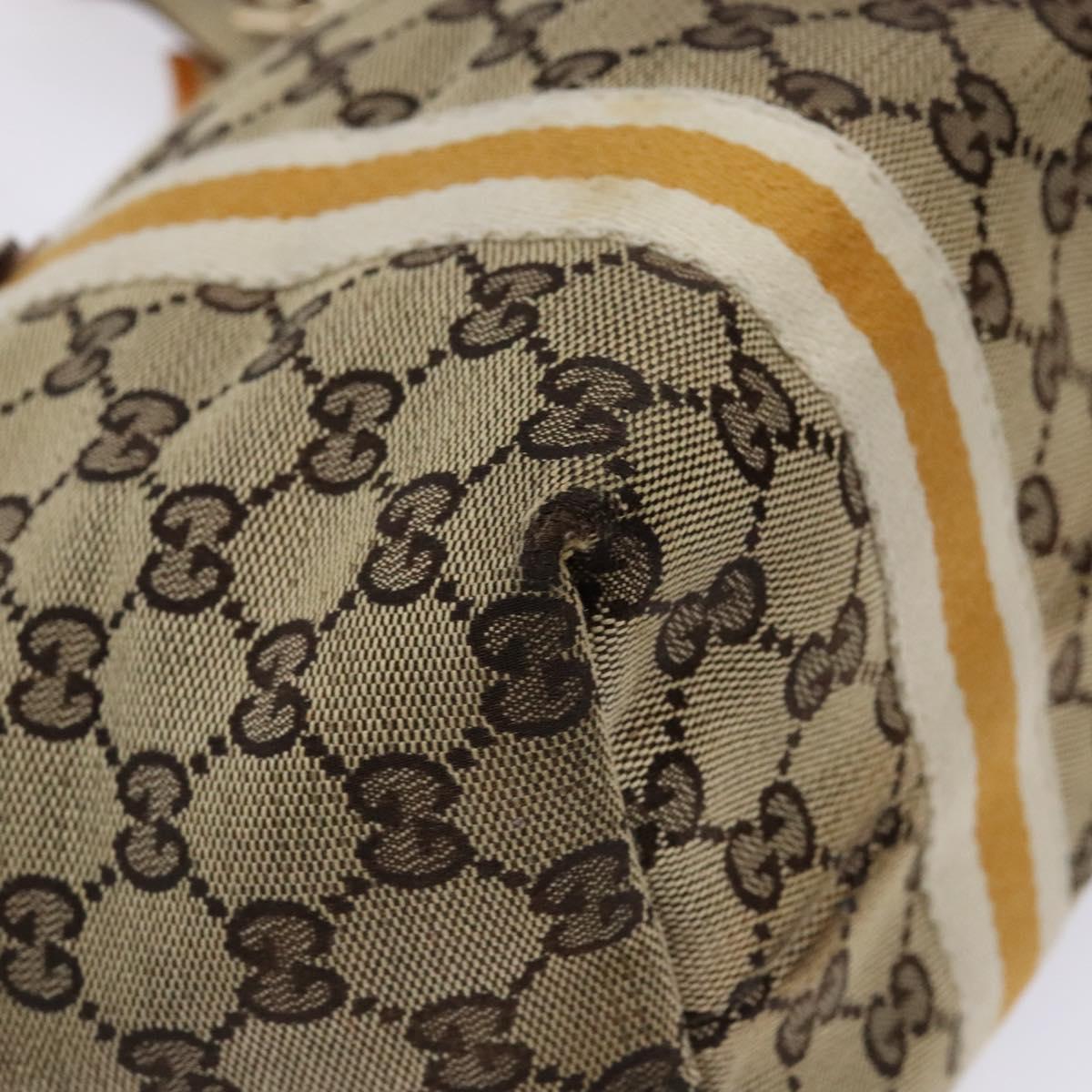 GUCCI GG Canvas Sherry Line Tote Bag Beige Gold 137396 Auth 135378