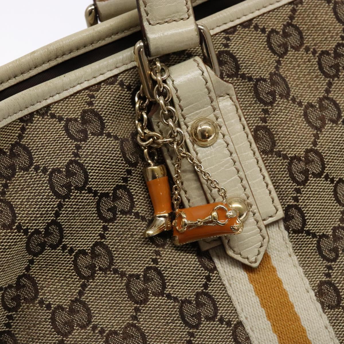 GUCCI GG Canvas Sherry Line Tote Bag Beige Gold 137396 Auth 135378