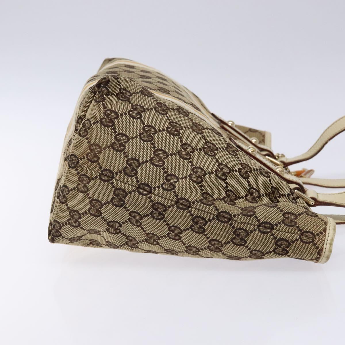 GUCCI GG Canvas Sherry Line Tote Bag Beige Gold 137396 Auth 135378