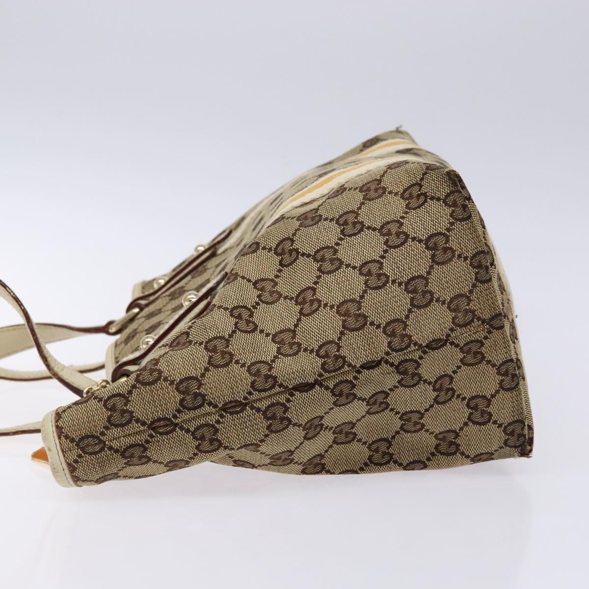 GUCCI GG Canvas Sherry Line Tote Bag Beige Gold 137396 Auth 135378