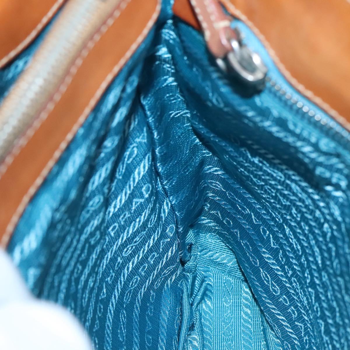 PRADA Shoulder Bag Nylon Leather Silver Blue Auth 135381