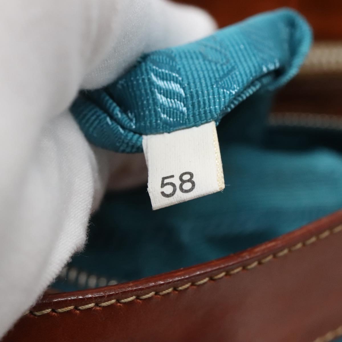 PRADA Shoulder Bag Nylon Leather Silver Blue Auth 135381