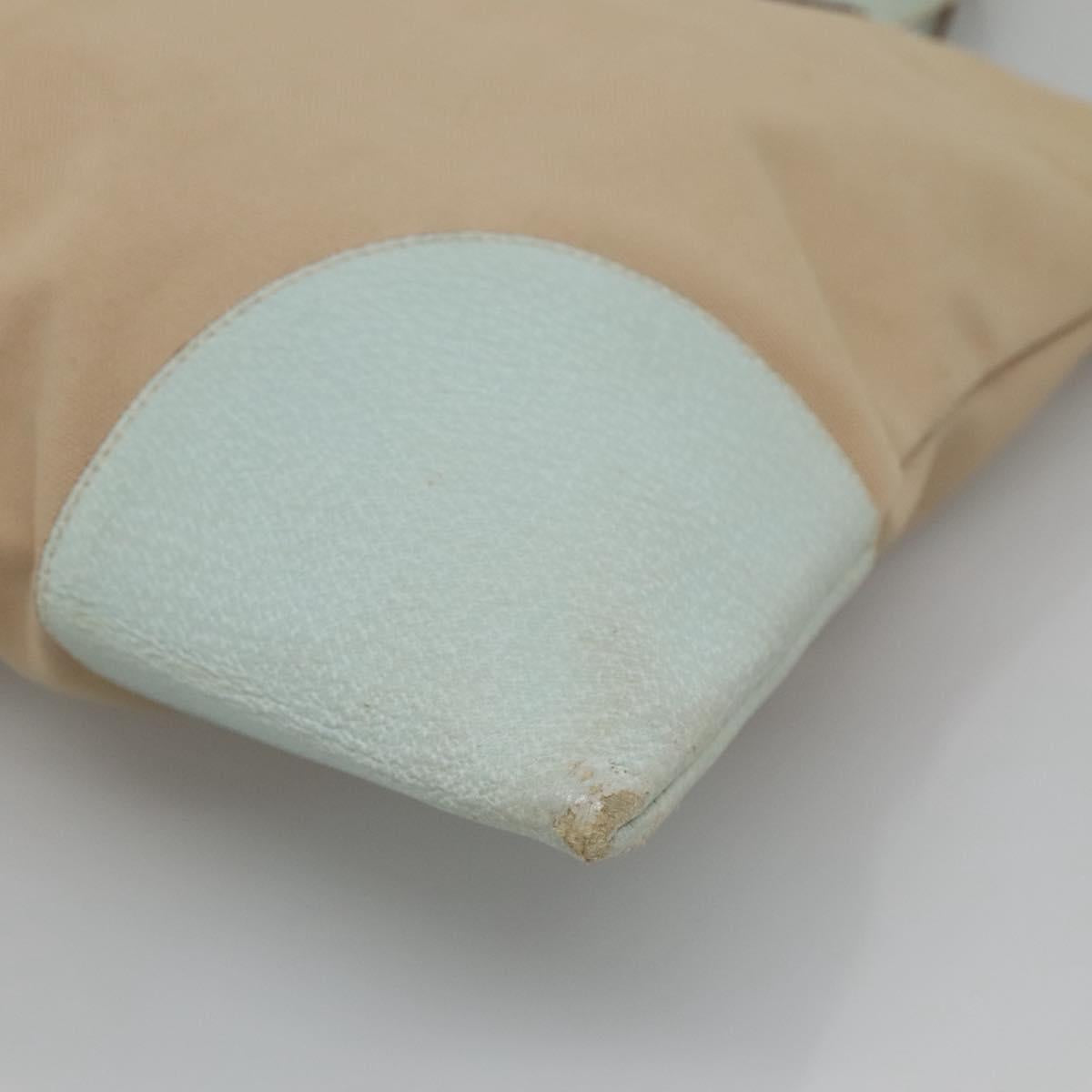 PRADA Tote Bag Canvas Beige Silver Auth 135383