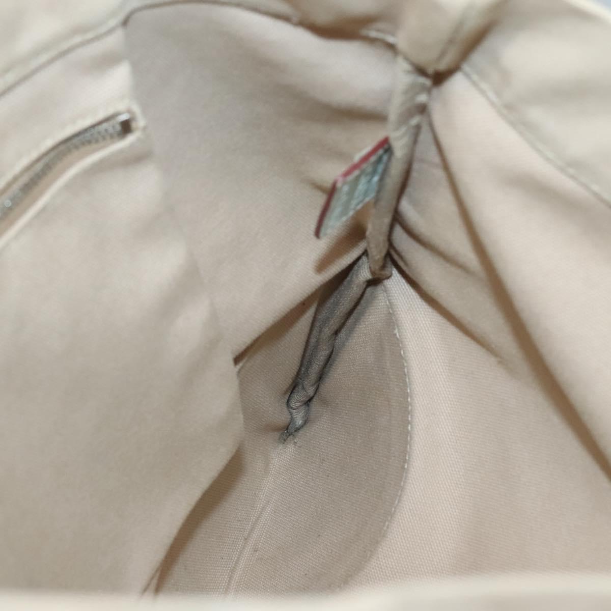 PRADA Tote Bag Canvas Beige Silver Auth 135383