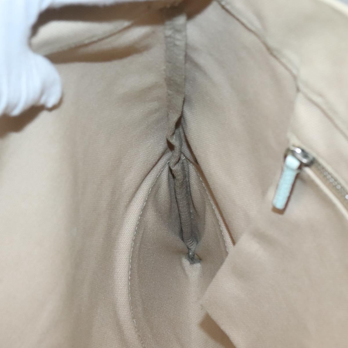 PRADA Tote Bag Canvas Beige Silver Auth 135383