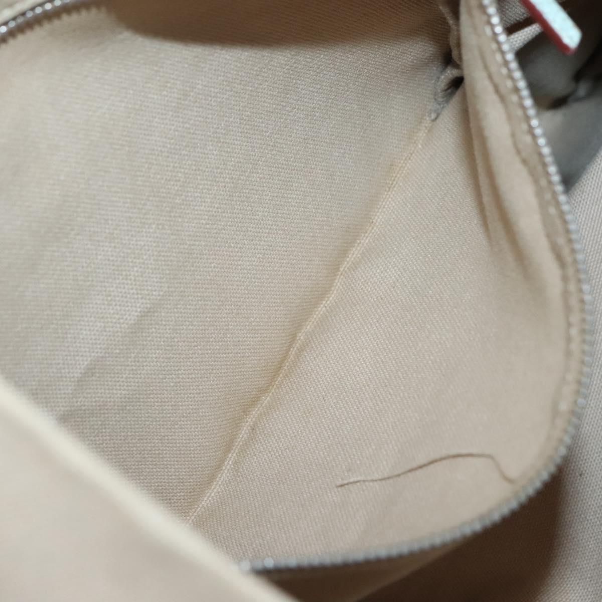 PRADA Tote Bag Canvas Beige Silver Auth 135383