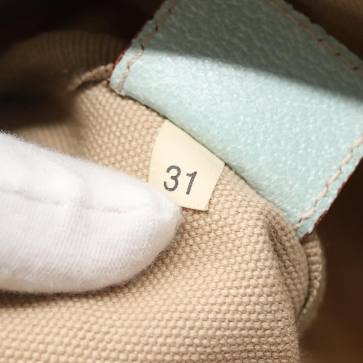 PRADA Tote Bag Canvas Beige Silver Auth 135383