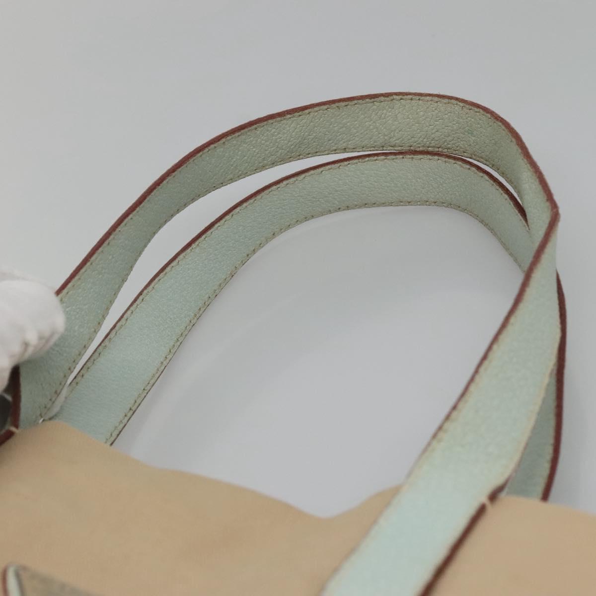 PRADA Tote Bag Canvas Beige Silver Auth 135383