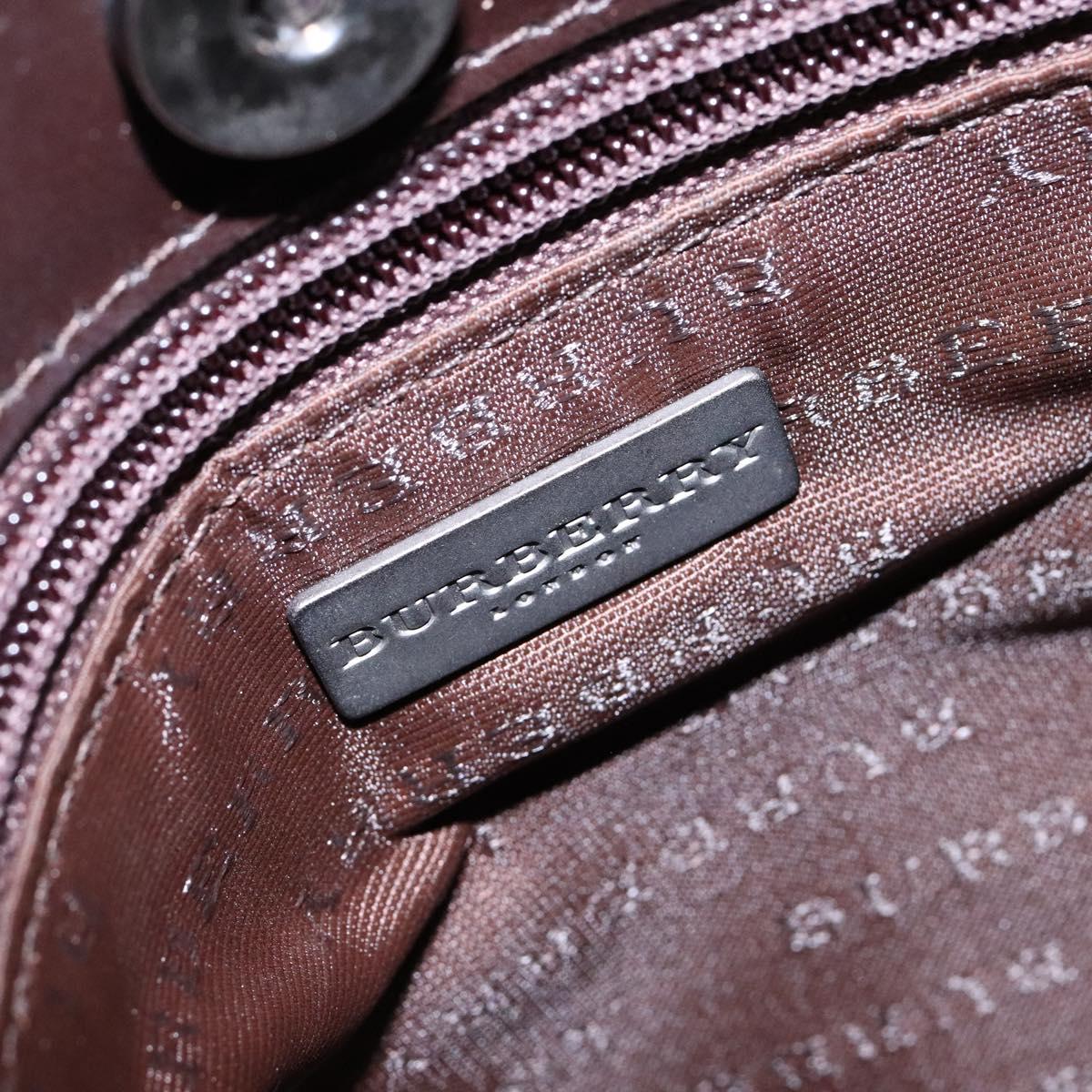 BURBERRY Nova Check Hand Bag PVC Beige Silver Auth 135389