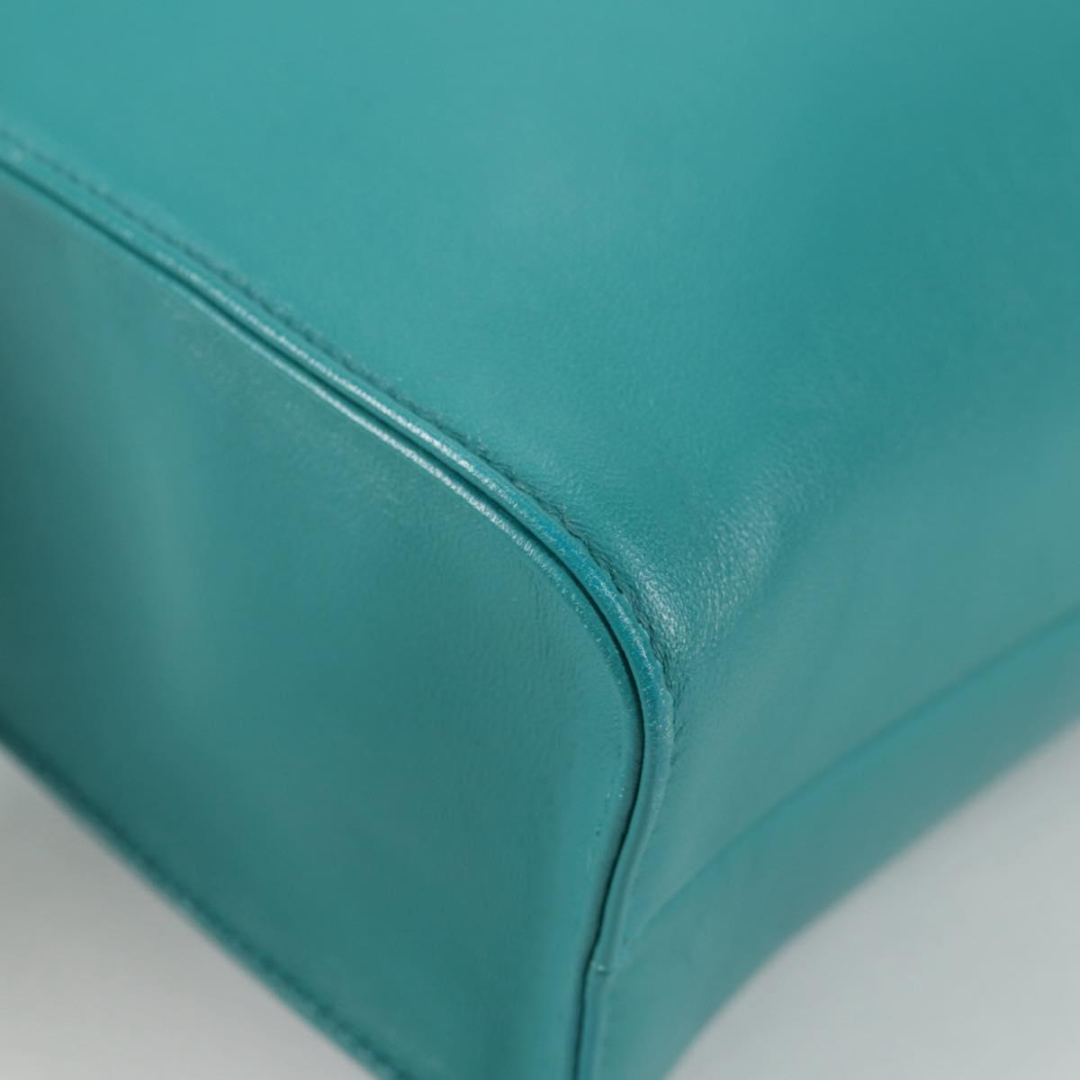 PRADA Hand Bag Leather 2way Green Silver Auth 135405M