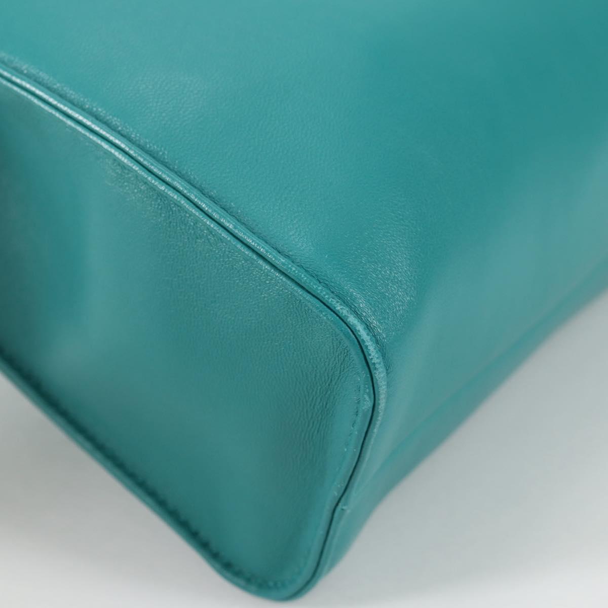 PRADA Hand Bag Leather 2way Green Silver Auth 135405SAM
