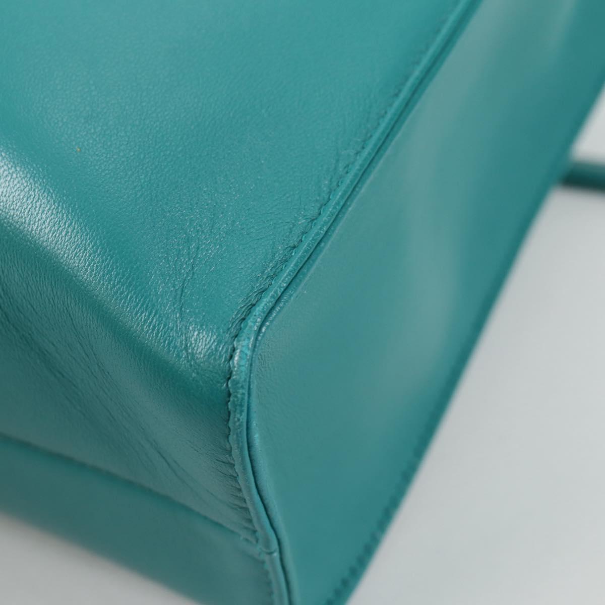 PRADA Hand Bag Leather 2way Green Silver Auth 135405SAM