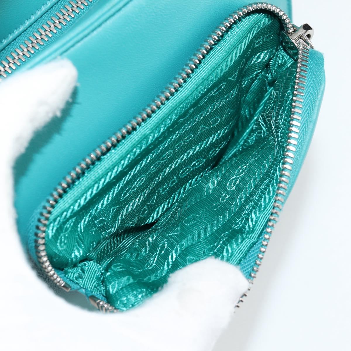 PRADA Hand Bag Leather 2way Green Silver Auth 135405SAM