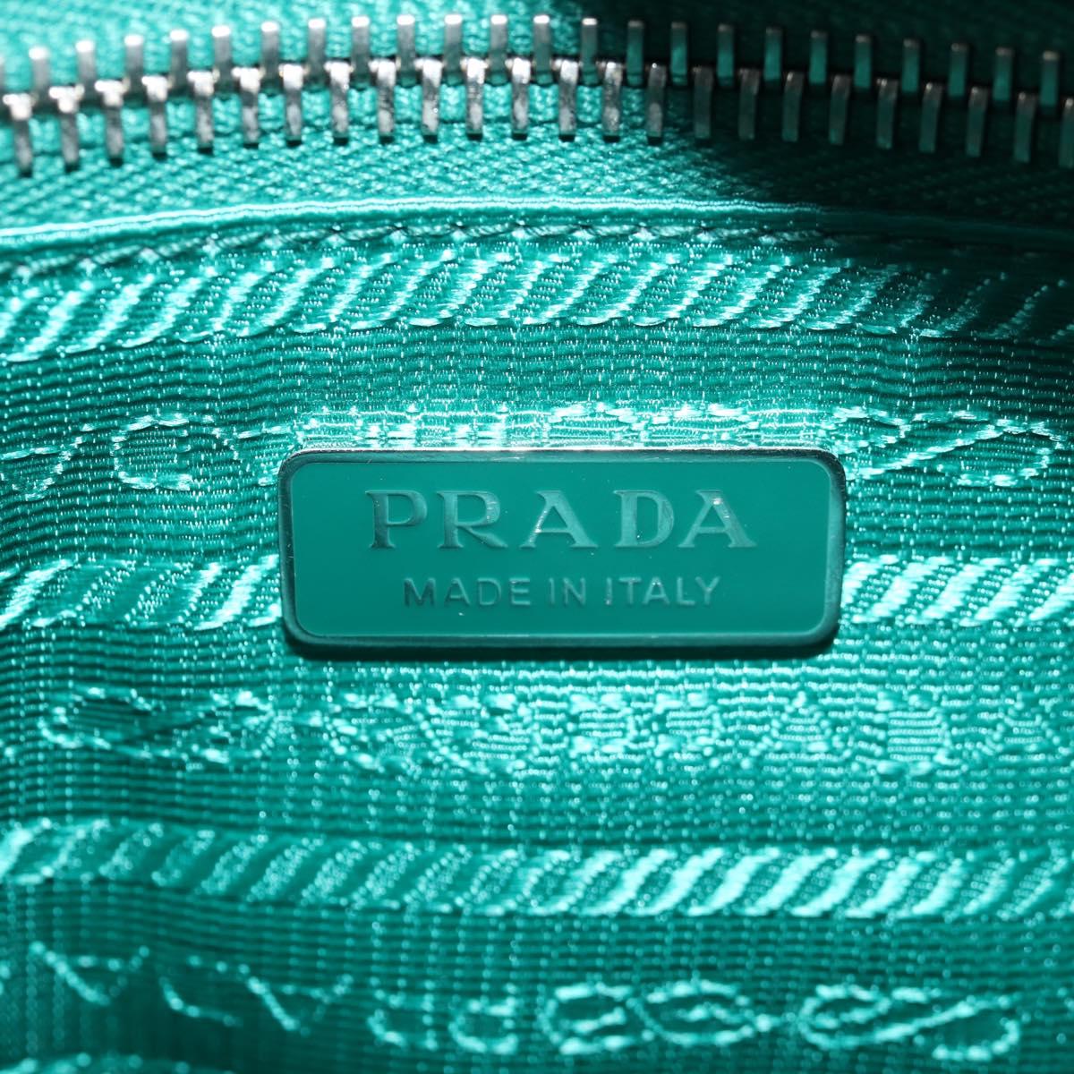 PRADA Hand Bag Leather 2way Green Silver Auth 135405M
