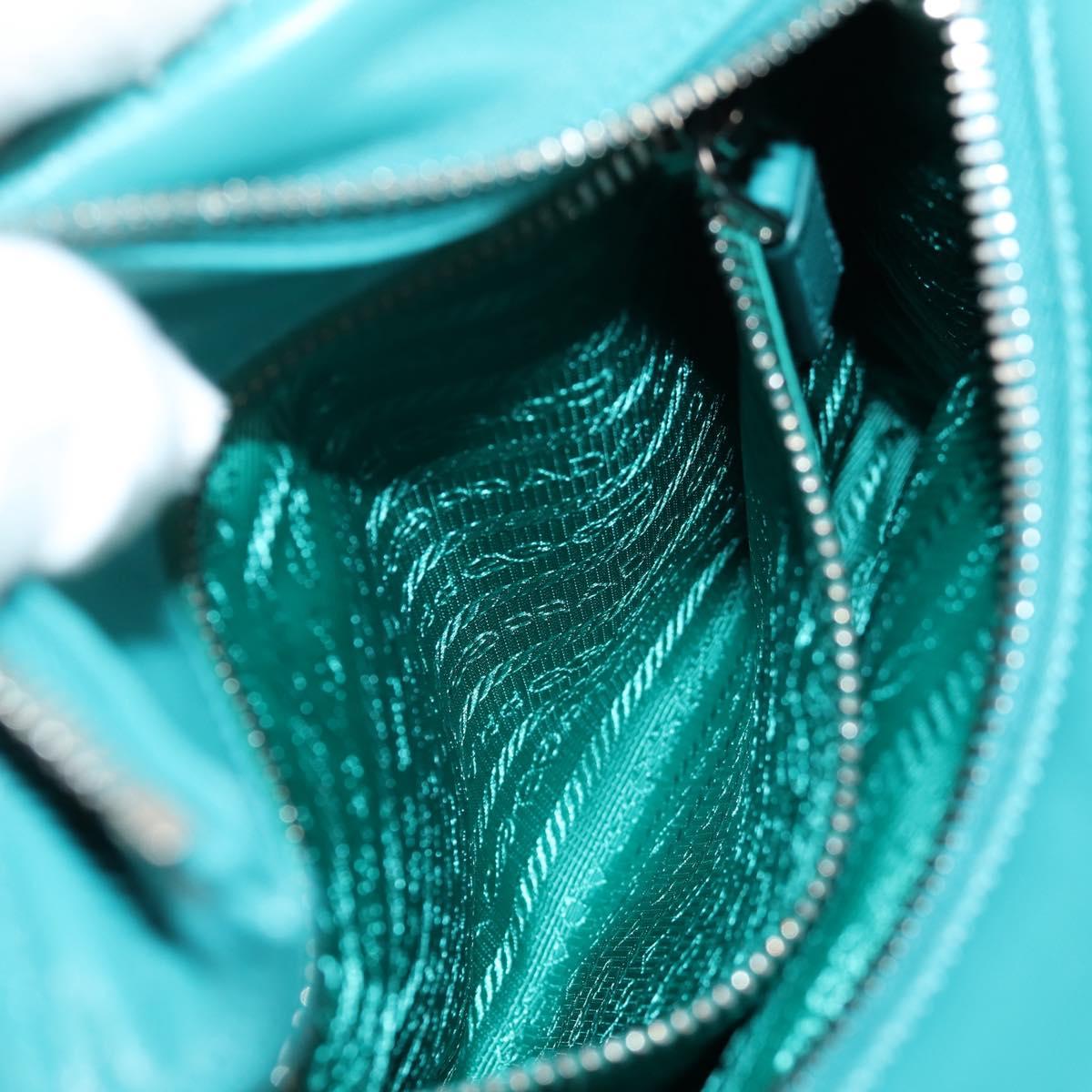 PRADA Hand Bag Leather 2way Green Silver Auth 135405M