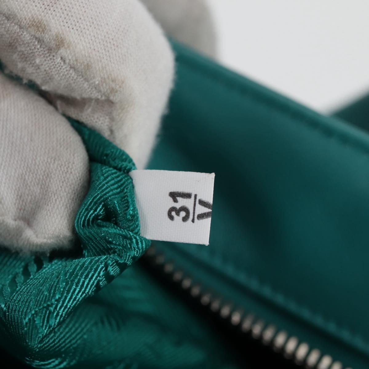 PRADA Hand Bag Leather 2way Green Silver Auth 135405M
