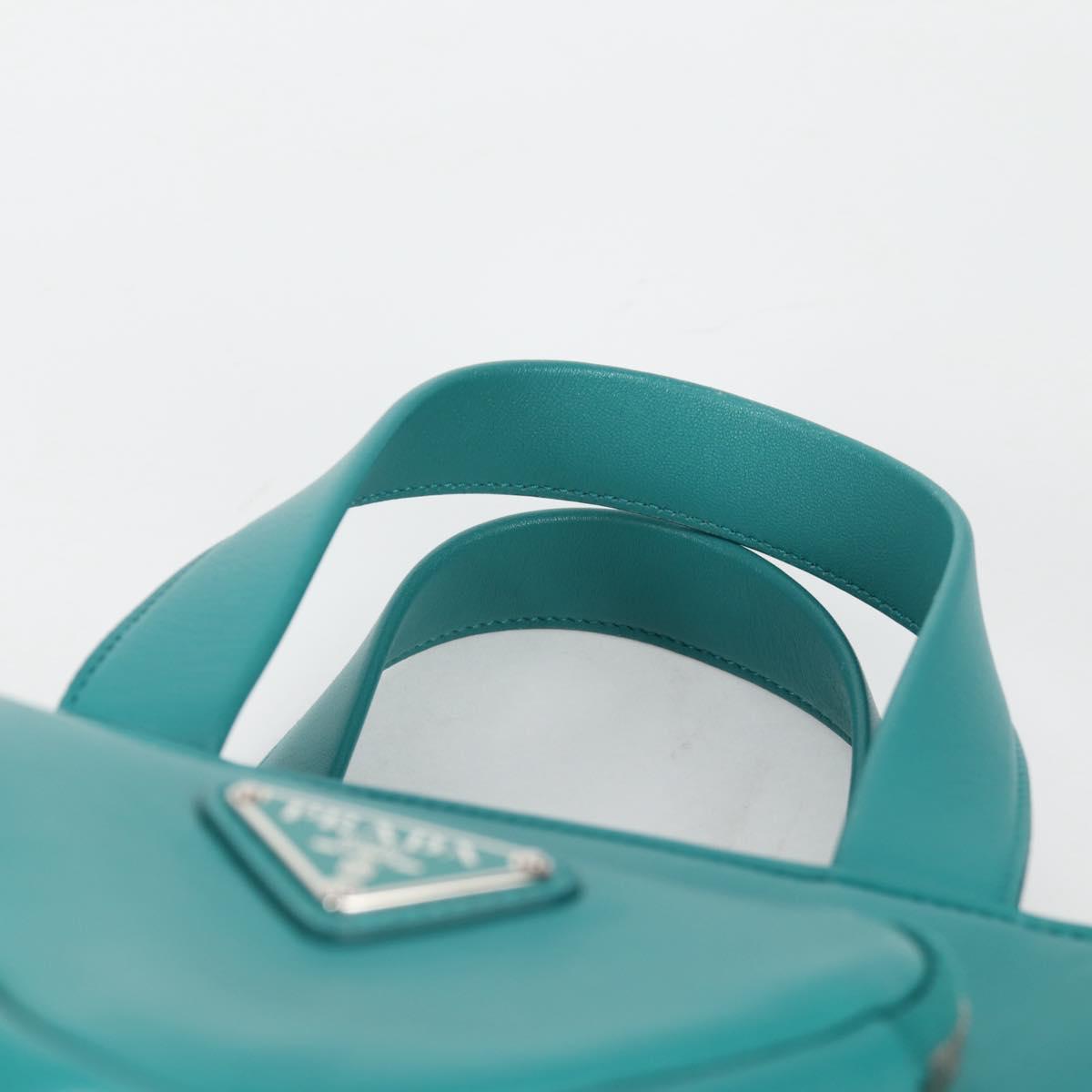 PRADA Hand Bag Leather 2way Green Silver Auth 135405SAM
