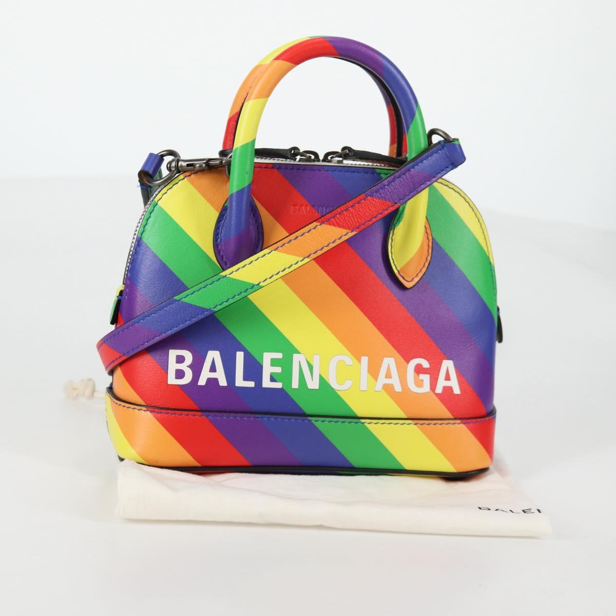 BALENCIAGA Ville Hand Bag Leather 2way Multicolor 550646 Auth 135406M
