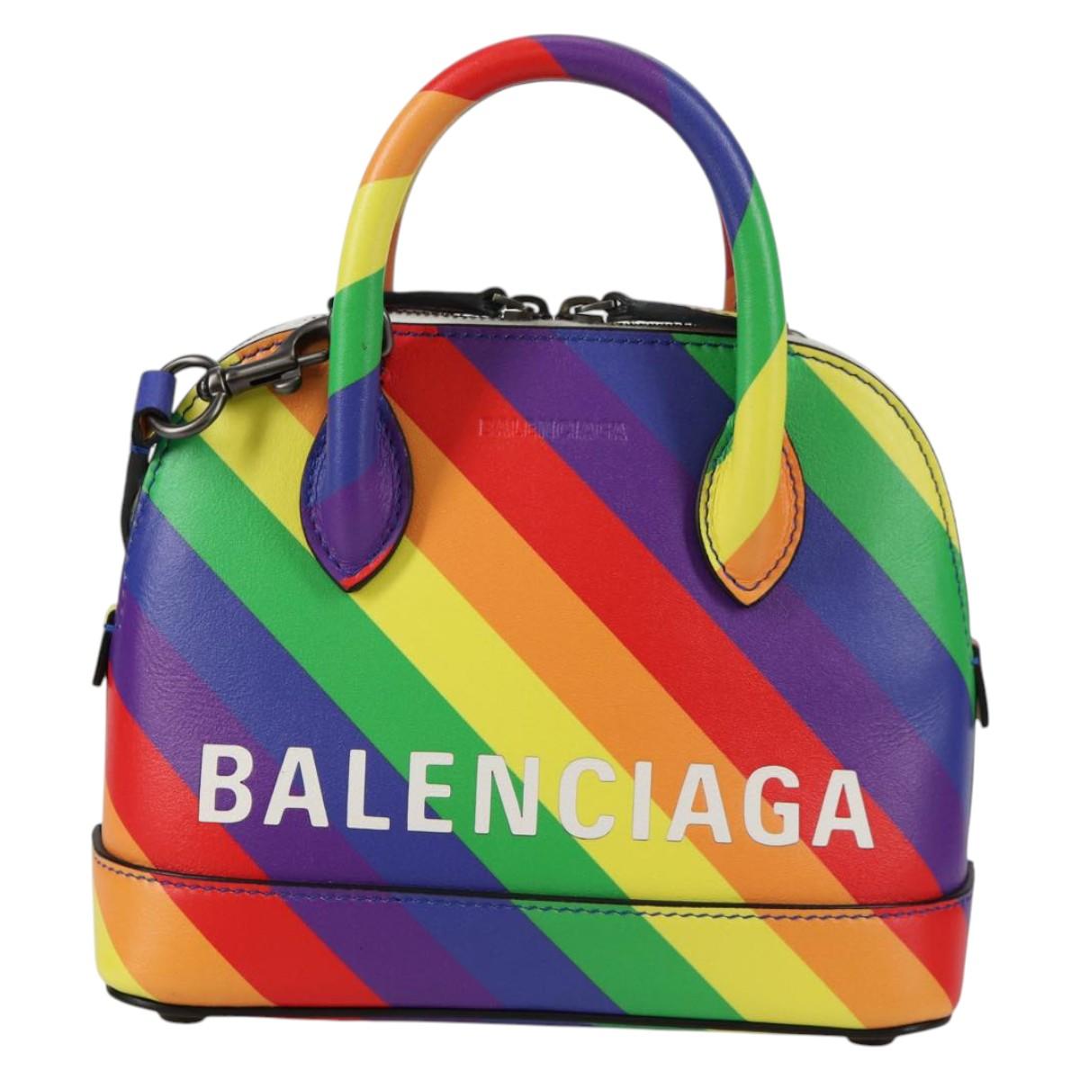 BALENCIAGA Ville Hand Bag Leather 2way Multicolor 550646 Auth 135406M