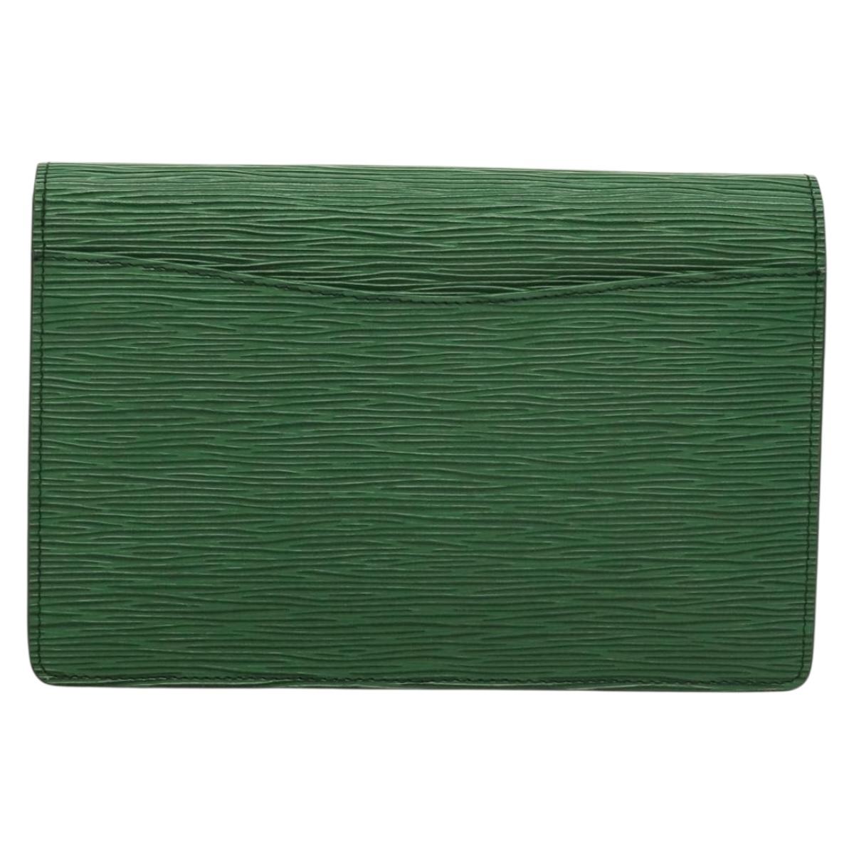 LOUIS VUITTON Epi Montaigne 23 Clutch Bag Green M52664 LV Auth 135445