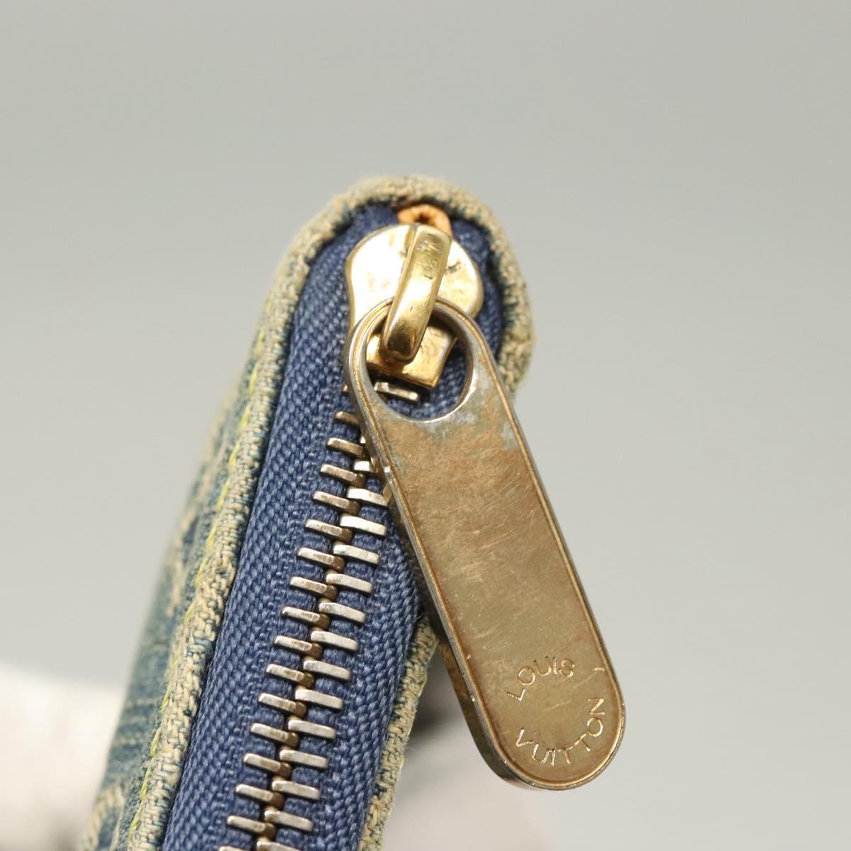 LOUIS VUITTON Monogram Denim Mini Zippy Wallet Wallet Blue M95342 LV Auth 135447