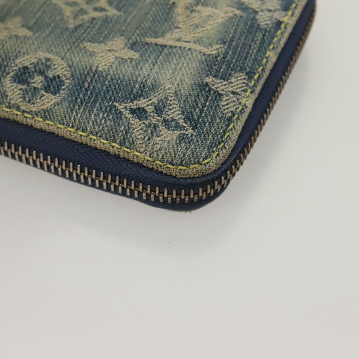 LOUIS VUITTON Monogram Denim Mini Zippy Wallet Wallet Blue M95342 LV Auth 135447