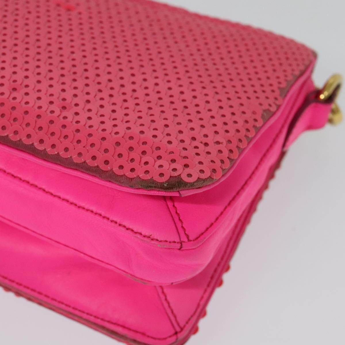 Miu Miu Shoulder Bag Sequin Pink Gold Auth 135485