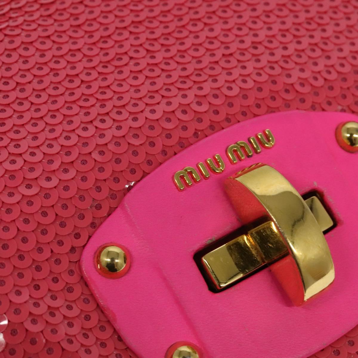 Miu Miu Shoulder Bag Sequin Pink Gold Auth 135485