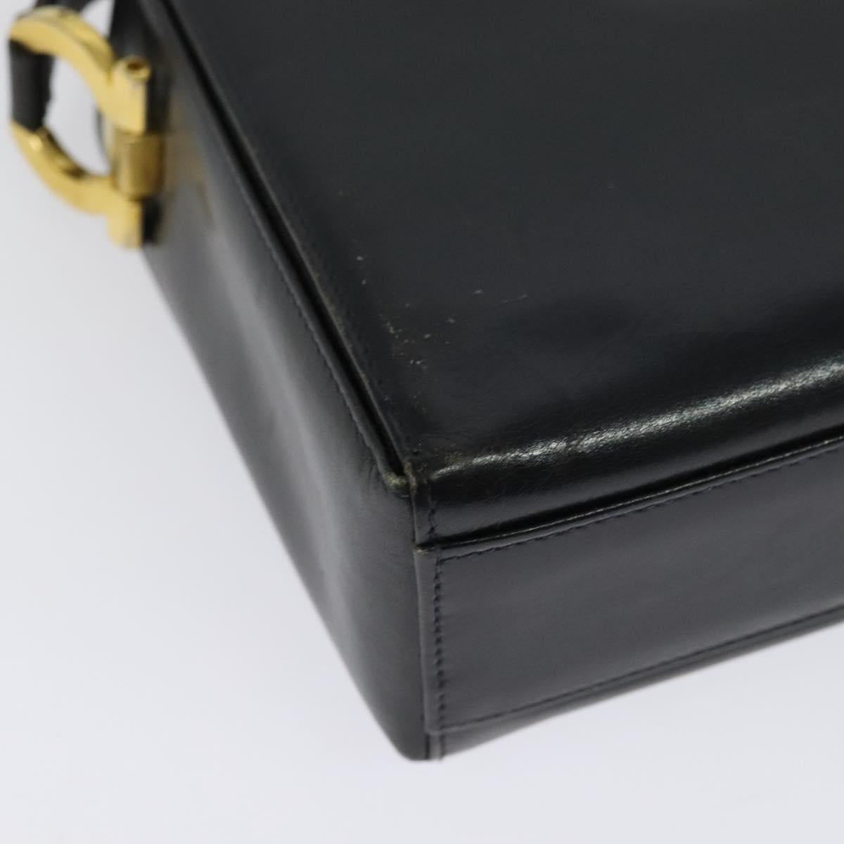 Salvatore Ferragamo Gancini Shoulder Bag Leather Black Gold Auth 135489